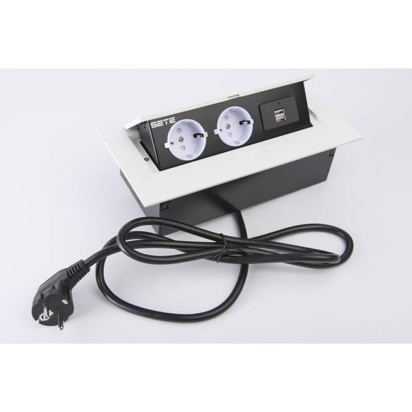 Выдвижной блок розеток (встраиваемый розеточный блок) SETE на 2 EURO розетки и 2 USB, SBT-2UC-10 Выдвижной блок розеток (встраиваемый розеточный блок) SETE на 2 EURO розетки и 2 USB, SBT-2UC-10