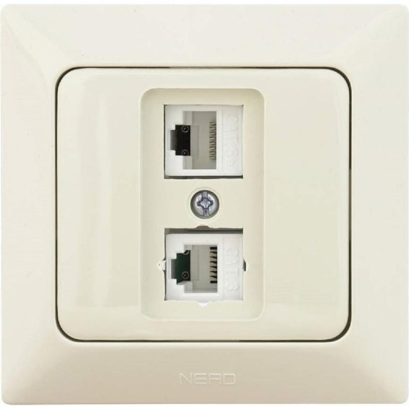 Розетка компьютерная+телефонная NE-AD CAT6+CAT3, Aras, Крем, 93-111-23-DN Розетка компьютерная+телефонная NE-AD CAT6+CAT3, Aras, Крем, 93-111-23-DN
