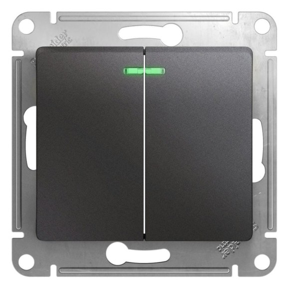 Механизм выключателя Systeme Electric 2-клавиши СП Glossa 10А IP20 сх. 5а 10AX графит GSL001353 Механизм выключателя Systeme Electric 2-клавиши СП Glossa 10А IP20 сх. 5а 10AX графит GSL001353