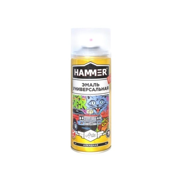 Универсальная аэрозольная эмаль Hammer RAL 3020 красный, глянцевый, 0.27 кг, 0.52 л ЭК000139900