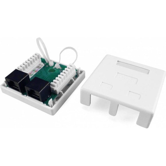 Двойная внешняя компьютерная Розетка RJ-45(8P8C) Hyperline SB1-2-8P8C-C5e-WH категория 5e, 430234 Двойная внешняя компьютерная Розетка RJ-45(8P8C) Hyperline SB1-2-8P8C-C5e-WH категория 5e, 430234