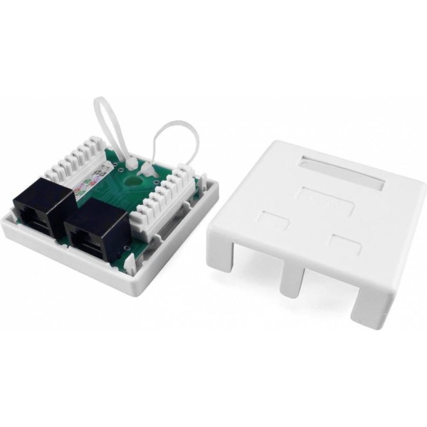 Двойная внешняя компьютерная Розетка RJ-45(8P8C) Hyperline SB1-2-8P8C-C5e-WH категория 5e, 430234