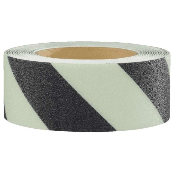 Противоскользящая лента абразив 60 Grit, фотолюминесцентная (черно-белая), износостойкость 1 млн шагов, 50 мм x 6 м Mehlhose GmbH M1XR050060