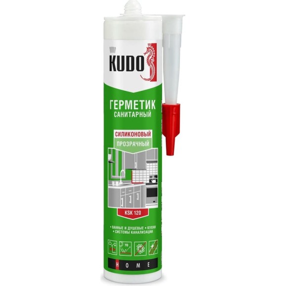 Силиконовый санитарный герметик KUDO (прозрачный; 280 мл) KSK-120 Силиконовый санитарный герметик KUDO (прозрачный; 280 мл) KSK-120