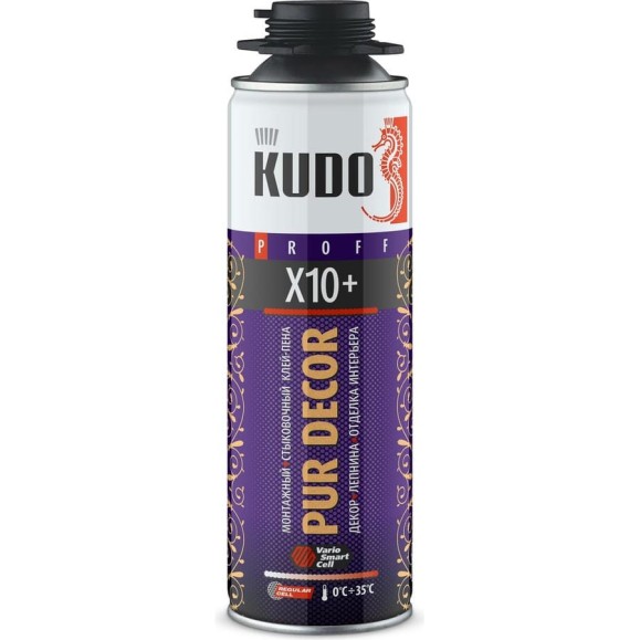 Монтажный и стыковочный профессиональный клей-пена KUDO PUR DECOR Х10+ 650 мл KUPP06B10HC Монтажный и стыковочный профессиональный клей-пена KUDO PUR DECOR Х10+ 650 мл KUPP06B10HC