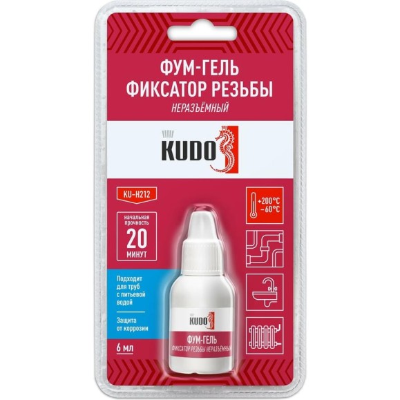 Фиксатор резьбы неразъемный KUDO Фум-гель KU-H212