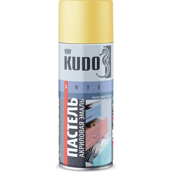 Аэрозольная краска в баллончике KUDO быстросохнущая акриловая универсальная пастельная жёлтая KU-A107 Аэрозольная краска в баллончике KUDO быстросохнущая акриловая универсальная пастельная жёлтая KU-A107