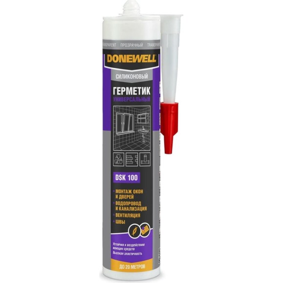 Силиконовый герметик DONEWELL универсальный прозрачный 260 мл DSK100 Силиконовый герметик DONEWELL универсальный прозрачный 260 мл DSK100