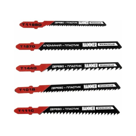 Набор пилок по дереву и алюминию Flex 204-903 JG WD-PL No3 5 шт для лобзика Hammer 30578