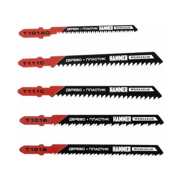 Набор пилок по дереву и пластику Flex 204-902 JG WD-PL No2 5 шт для лобзика Hammer 30579 Набор пилок по дереву и пластику Flex 204-902 JG WD-PL No2 5 шт для лобзика Hammer 30579