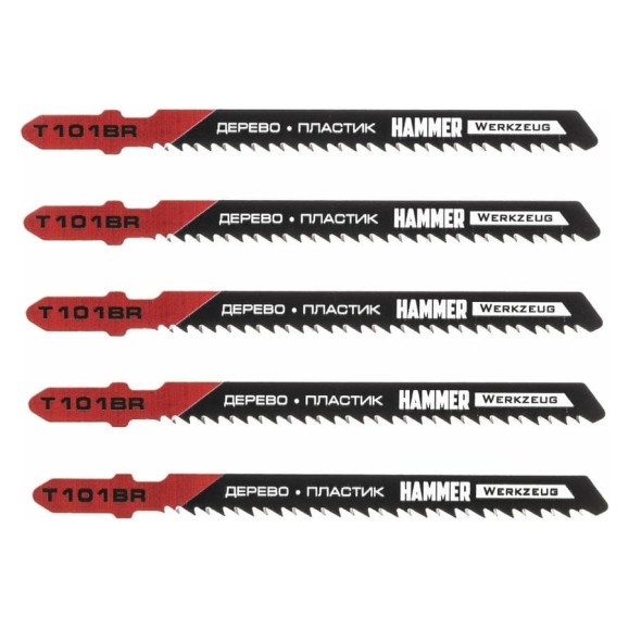Пилка по дереву и пластику Flex 204-114 JG WD T101BR (5 шт; 74 мм; шаг 2.5 мм; HCS) для лобзика Hammer 30560 Пилка по дереву и пластику Flex 204-114 JG WD T101BR (5 шт; 74 мм; шаг 2.5 мм; HCS) для лобзика Hammer 30560
