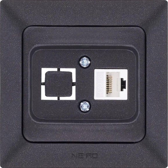 Компьютерная розетка NE-AD + гнездо с заглушкой, CAT6, Aras, Черный, 93-124-23-D1 Компьютерная розетка NE-AD + гнездо с заглушкой, CAT6, Aras, Черный, 93-124-23-D1