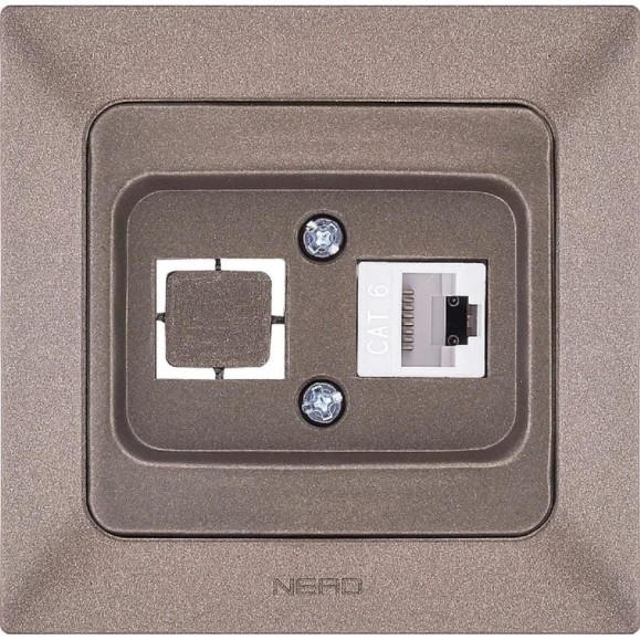 Компьютерная розетка NE-AD + гнездо с заглушкой, CAT6, Aras, Мокка, 93-125-23-D1 Компьютерная розетка NE-AD + гнездо с заглушкой, CAT6, Aras, Мокка, 93-125-23-D1