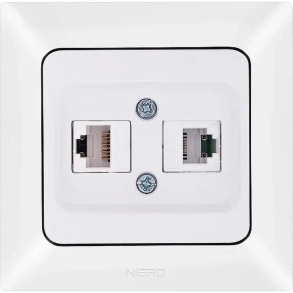 Компьютерная + телефонная розетка NE-AD CAT6+CAT3, Aras, Белый жемчуг, 93-126-23-DN Компьютерная + телефонная розетка NE-AD CAT6+CAT3, Aras, Белый жемчуг, 93-126-23-DN
