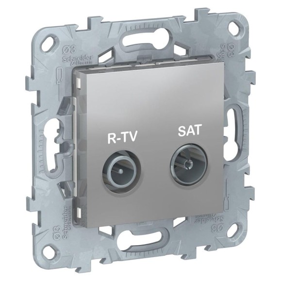 Проходная розетка R-TV/SAT Systeme Electric UNICA NEW алюминий NU545630 Проходная розетка R-TV/SAT Systeme Electric UNICA NEW алюминий NU545630