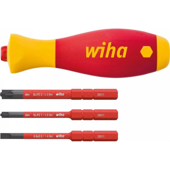 Набор из отвёртки с держателем бит Wiha SoftFinish slimVario electric 4 предмета, wih43449 Набор из отвёртки с держателем бит Wiha SoftFinish slimVario electric 4 предмета, wih43449