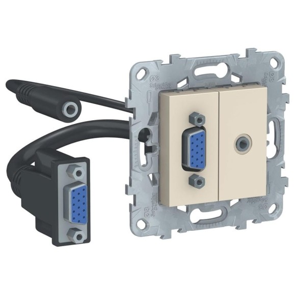 Розетка HD15+Minijack Systeme Electric UNICA NEW бежевый NU593244 Розетка HD15+Minijack Systeme Electric UNICA NEW бежевый NU593244