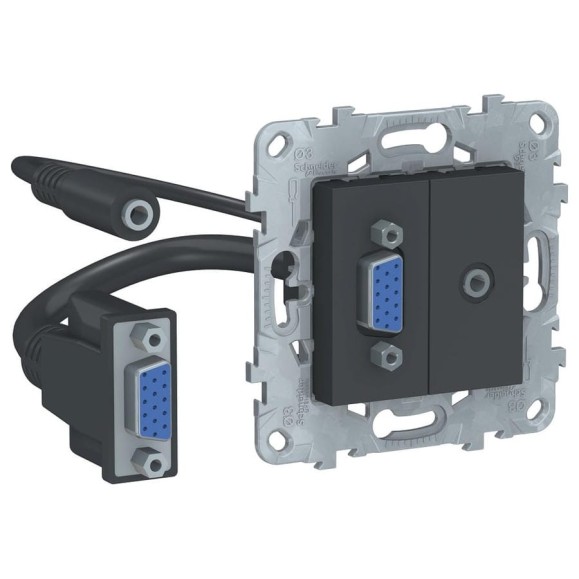 Розетка HD15+Minijack Systeme Electric UNICA NEW антрацит NU593254 Розетка HD15+Minijack Systeme Electric UNICA NEW антрацит NU593254