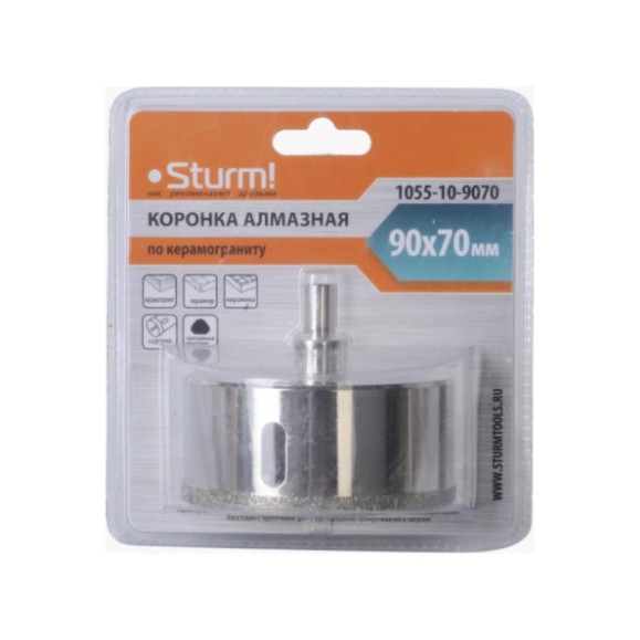 Коронка алмазная (90х70 мм; хв-к с проточкой) Sturm 1055-10-9070 Коронка алмазная (90х70 мм; хв-к с проточкой) Sturm 1055-10-9070