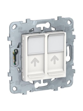 Двойная компьютерная розетка Systeme Electric UNICA NEW RJ45, категория 5е, UTP, белый NU542018 Двойная компьютерная розетка Systeme Electric UNICA NEW RJ45, категория 5е, UTP, белый NU542018