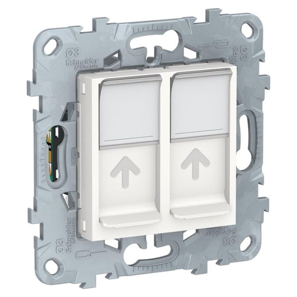 Двойная компьютерная розетка Systeme Electric UNICA NEW RJ45, категория 5е, UTP, белый NU542018