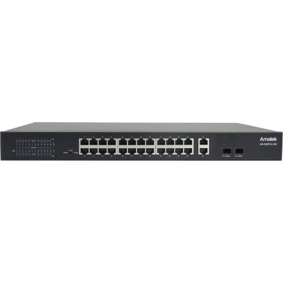 26-портовый коммутатор Amatek AN-S26P24-250 v2 100/1000 Мбит/с с HiPoE/PoE+ 7000622