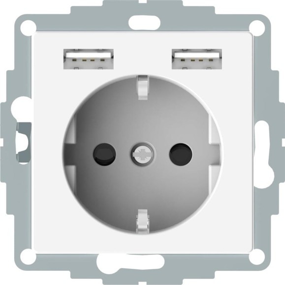 Розетка Systeme Electric Merten SM Белый Schuko с 2 USB c зарядным устройством 2,4 A SE MTN2366-0319 Розетка Systeme Electric Merten SM Белый Schuko с 2 USB c зарядным устройством 2,4 A SE MTN2366-0319