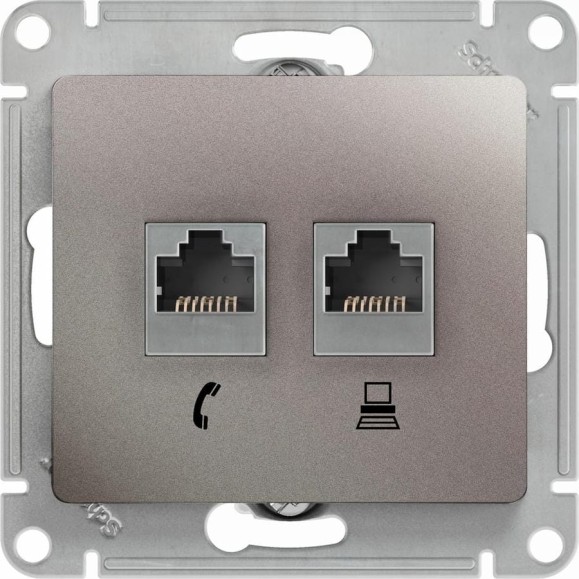Розетка Systeme Electric Glossa Платина 2-ая RJ11+RJ45, кат.5E SE GSL001285 Розетка Systeme Electric Glossa Платина 2-ая RJ11+RJ45, кат.5E SE GSL001285