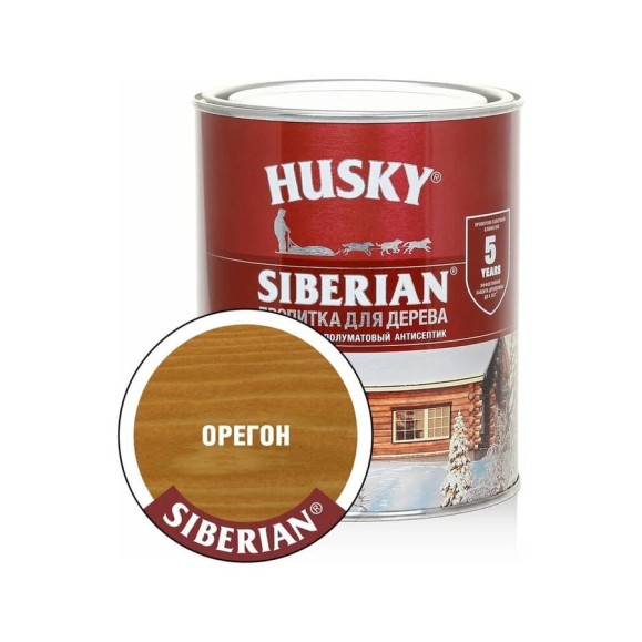 Декоративная пропитка-антисептик HUSKY SIBERIAN для дерева полуматовая орегон 0,9 л 28822