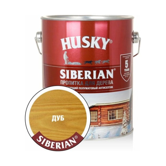 Декоративная пропитка-антисептик HUSKY SIBERIAN для дерева полуматовая дуб 2,7 л 28814 Декоративная пропитка-антисептик HUSKY SIBERIAN для дерева полуматовая дуб 2,7 л 28814