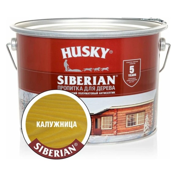 Декоративная пропитка-антисептик HUSKY SIBERIAN для дерева полуматовая калужница 9 л 28818