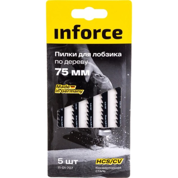 Пилки по дереву 5 шт, 75 мм для лобзика Inforce 11-01-707 Пилки по дереву 5 шт, 75 мм для лобзика Inforce 11-01-707