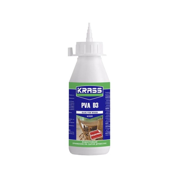 Водостойкий клей KRASS PVA D3 для древесины 0,2л Польша 0005410 Водостойкий клей KRASS PVA D3 для древесины 0,2л Польша 0005410