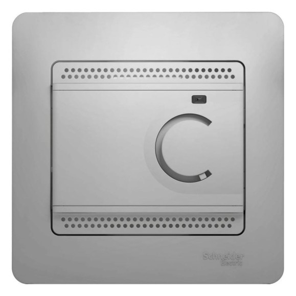 Электронный термостат теплого пола с датчиком Systeme Electric Glossa алюминий 10A GSL000338