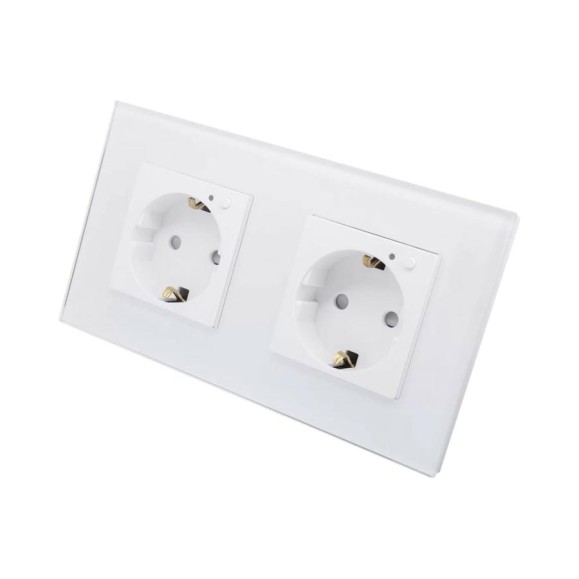 Умная встраиваемая двойная розетка GEOZON WP-02 Wi-Fi, AC100-250В, 16А, 50-60Гц, 3200Вт, white GSH-SSW02