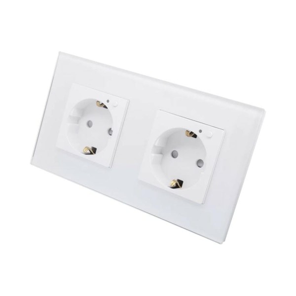 Умная встраиваемая двойная розетка GEOZON WP-02 Wi-Fi, AC100-250В, 16А, 50-60Гц, 3200Вт, white GSH-SSW02