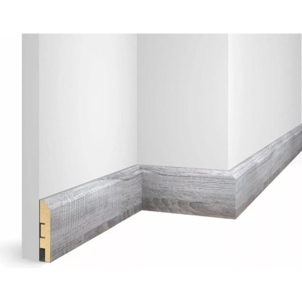 Плинтус COSCA DECOR WP07 экошпон, дуб Рейн, 80x16x2400 мм, МДФ СПБ103735