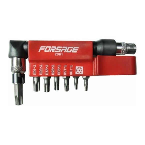 Набор бит-торкс Forsage 1/4" с Г-образным битодержателем 8 предметов 8685 F-2081 Набор бит-торкс Forsage 1/4" с Г-образным битодержателем 8 предметов 8685 F-2081