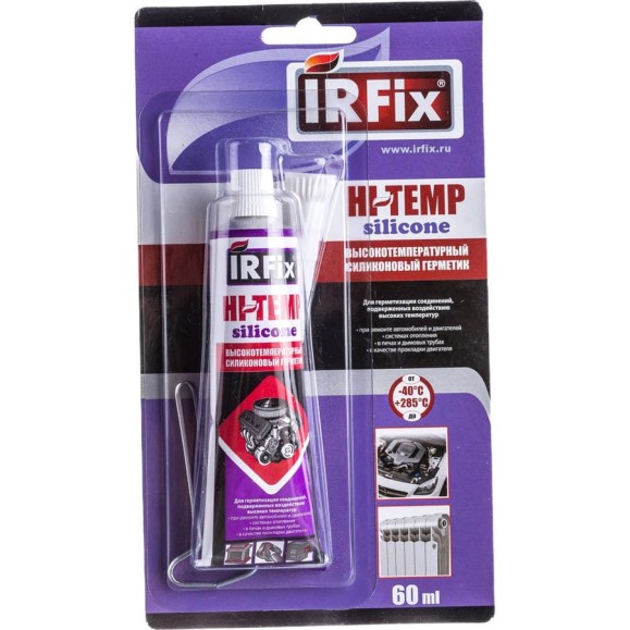 Высокотемпературный силиконовый герметик IRFIX HI-TEMP красный, 60 мл 20069 Высокотемпературный силиконовый герметик IRFIX HI-TEMP красный, 60 мл 20069