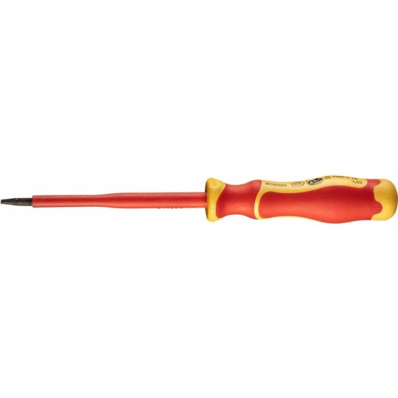 Шлицевая диэлектрическая отвертка NEO Tools 1000V SL4x100 мм, S2, двухкомпонентная рукоятка 04-132 Шлицевая диэлектрическая отвертка NEO Tools 1000V SL4x100 мм, S2, двухкомпонентная рукоятка 04-132