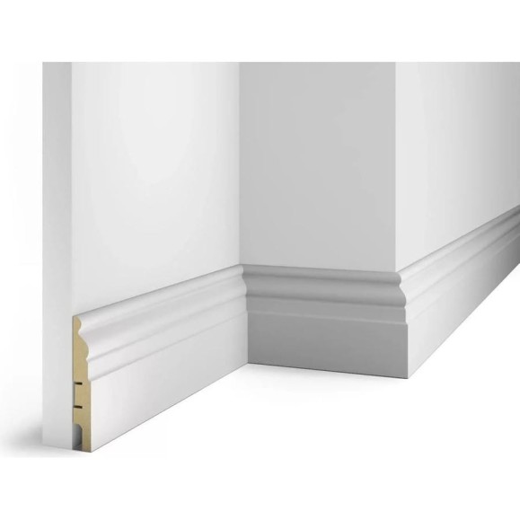 Плинтус COSCA DECOR AP18 под покраску, белый, 102x16x2400 мм, МДФ, с пазом СПБ077570 Плинтус COSCA DECOR AP18 под покраску, белый, 102x16x2400 мм, МДФ, с пазом СПБ077570