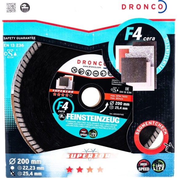 Диск алмазный F4 Cera Express GRF (200x2x25.4 мм) DRONCO 4204517100 Диск алмазный F4 Cera Express GRF (200x2x25.4 мм) DRONCO 4204517100