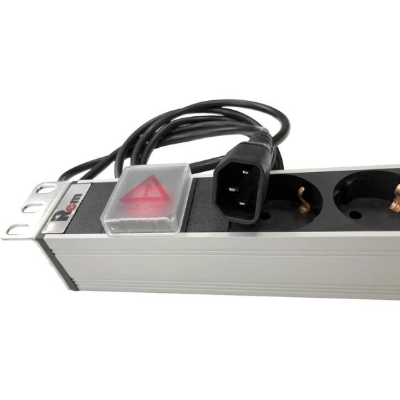 Блок розеток REM Rem-10 с выключателем, 8 Sсhuko 10 A, алюминий, шнур 1.8 м. IEC 60320 C14 R-10-8S-V-440-1.8
