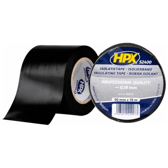 Изоляционная ПВХ лента HPX BI5010 2400, 50 мм х 0,19 мм х 10 м, черная 5425014229073 Изоляционная ПВХ лента HPX BI5010 2400, 50 мм х 0,19 мм х 10 м, черная 5425014229073