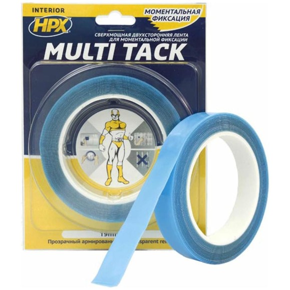 Двухсторонняя лента HPX MTT1905 MULTI TACK, 19 мм х 5 м, прозрачная 5425014228748 Двухсторонняя лента HPX MTT1905 MULTI TACK, 19 мм х 5 м, прозрачная 5425014228748