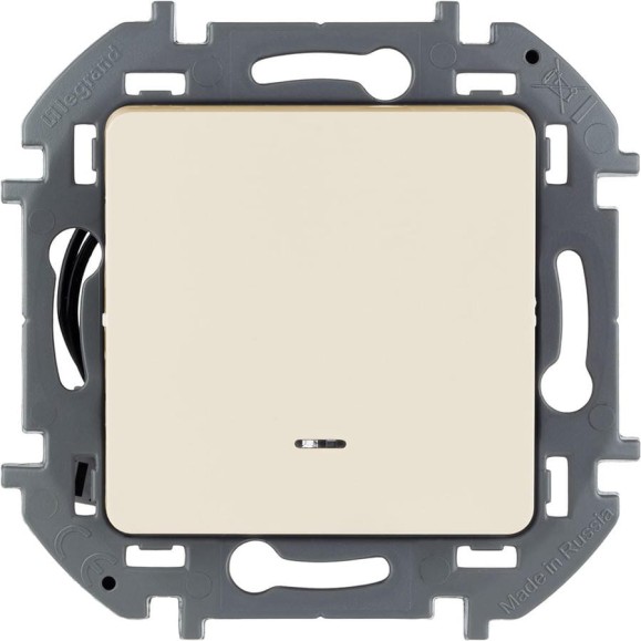 Выключатель Legrand одноклавишный с подсветкой/индикацией Legrand Inspiria 10А 250В безвинтовые зажимы слоновая кость 673611