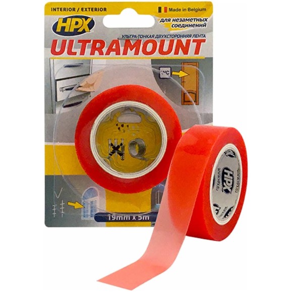 Двухсторонняя лента HPX UM1905 ULTRA MOUNT 19 мм х 5 м, прозрачная 4820219500346 Двухсторонняя лента HPX UM1905 ULTRA MOUNT 19 мм х 5 м, прозрачная 4820219500346
