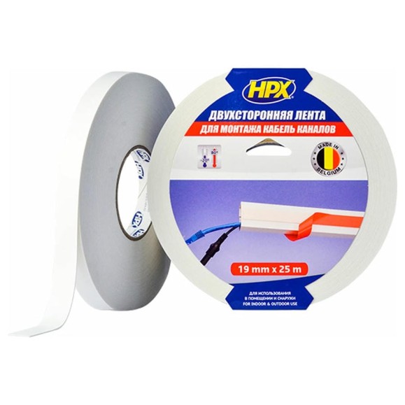 Двухстороння вспененная лента для монтажа кабель-каналов HPX DSW1925 19 мм х 25 м, картон 5425014228632 Двухстороння вспененная лента для монтажа кабель-каналов HPX DSW1925 19 мм х 25 м, картон 5425014228632