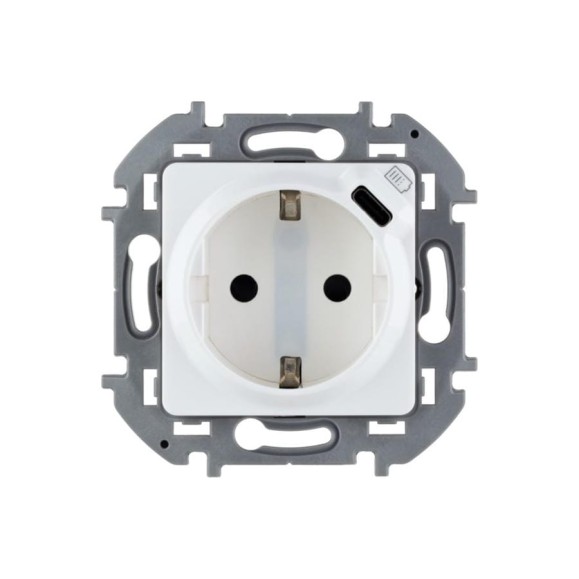 Розетка Legrand с заземлением с USB тип C Legrand Inspiria со шторками 16А 250В 1500мА 5В безвинтовые зажимы белый 673770 Розетка Legrand с заземлением с USB тип C Legrand Inspiria со шторками 16А 250В 1500мА 5В безвинтовые зажимы белый 673770