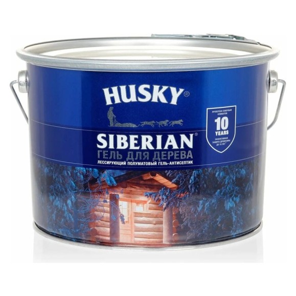 Гель-антисептик для дерева HUSKY SIBERIAN полуматовый тик 9 л 25307